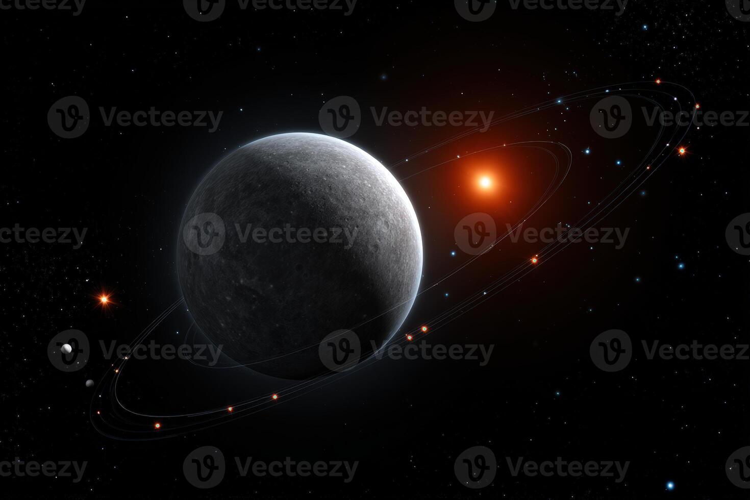 Exploration of a distant planet and its luminous star in a dark cosmos photo
