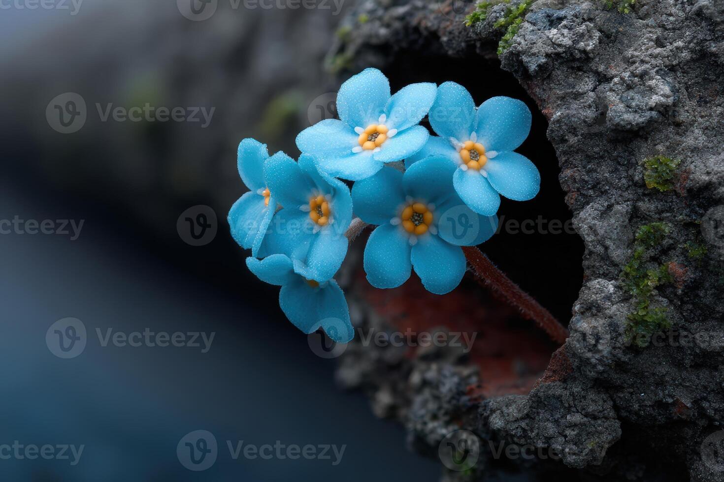 Fungi colony growing in a crack of an ancient, weathered structure photo