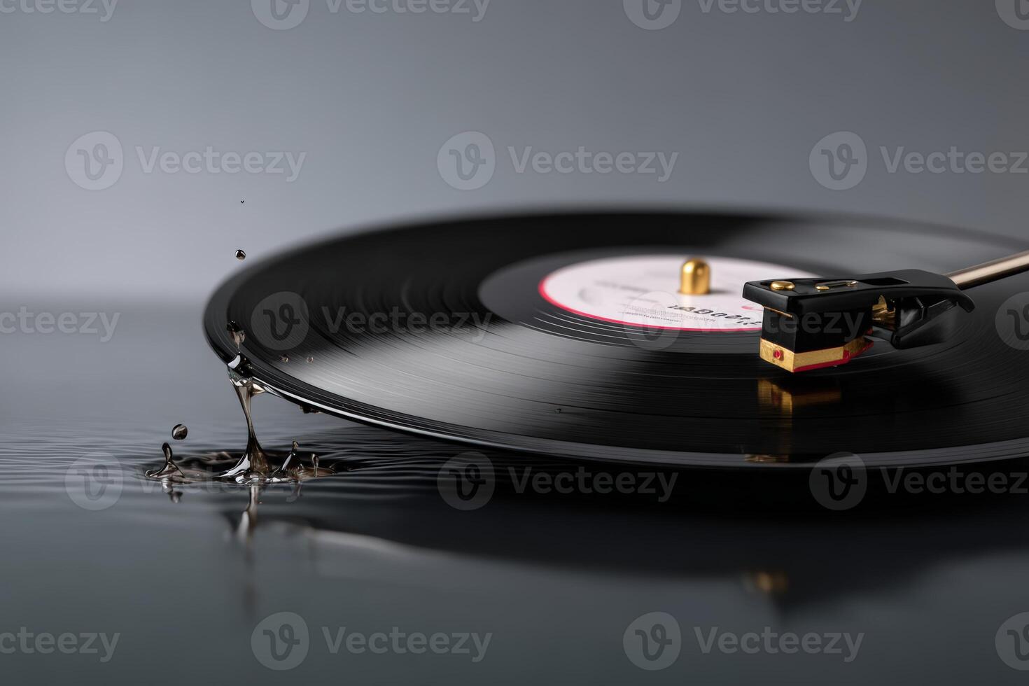 Record transforms into a stream of musical notes flowing gracefully across the surface photo