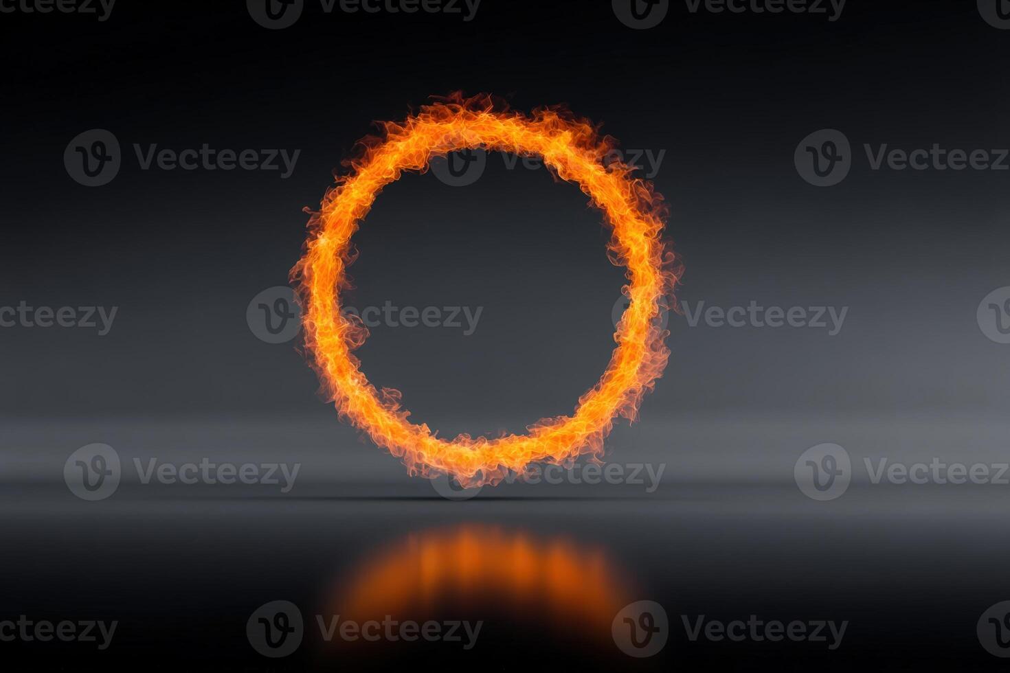 Ring of fire glowing vividly against a solid black background creating a dramatic visual impact photo