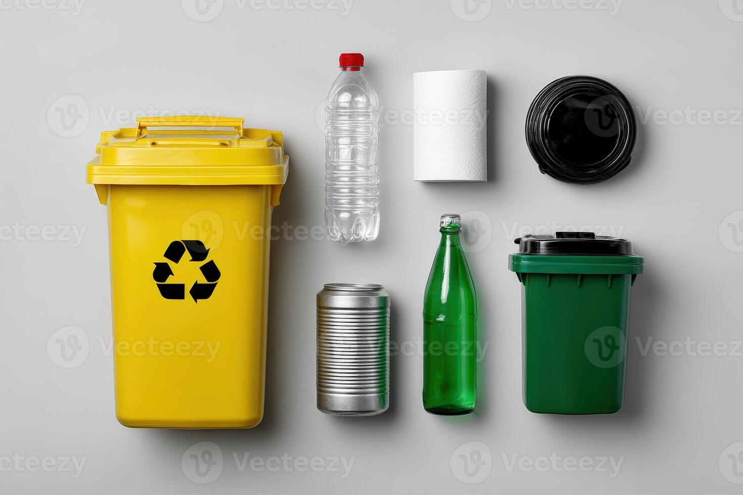 Sorting of recyclable materials in an organized layout for efficient waste management photo