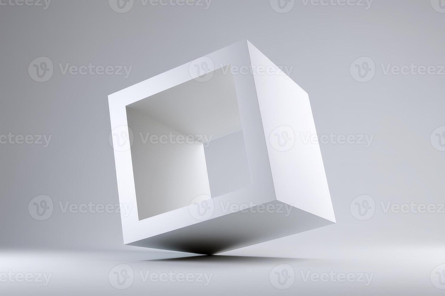 Cube with inverted corners appears broken in a minimalist setting photo