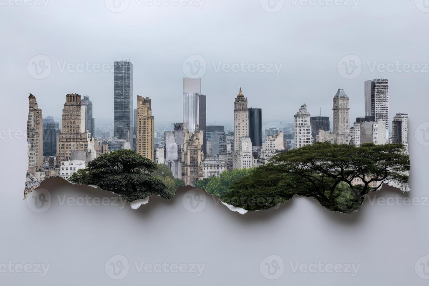 Exploring city views through torn diary pages and family memories in an urban landscape photo