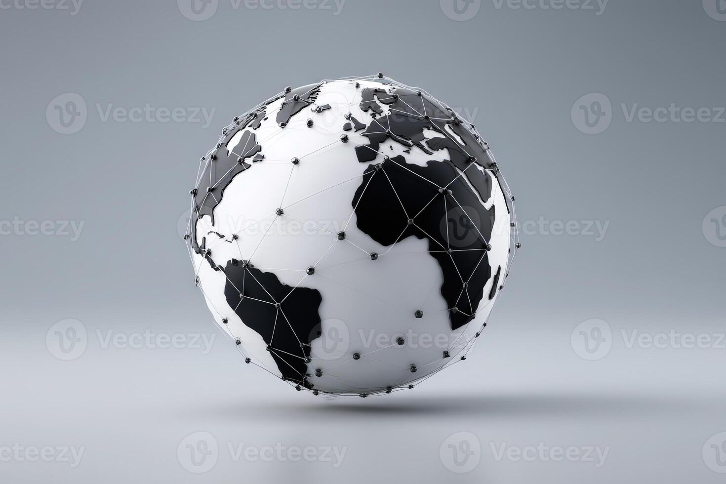 Globe surrounded by network connection lines symbolizing global communication and data exchange photo