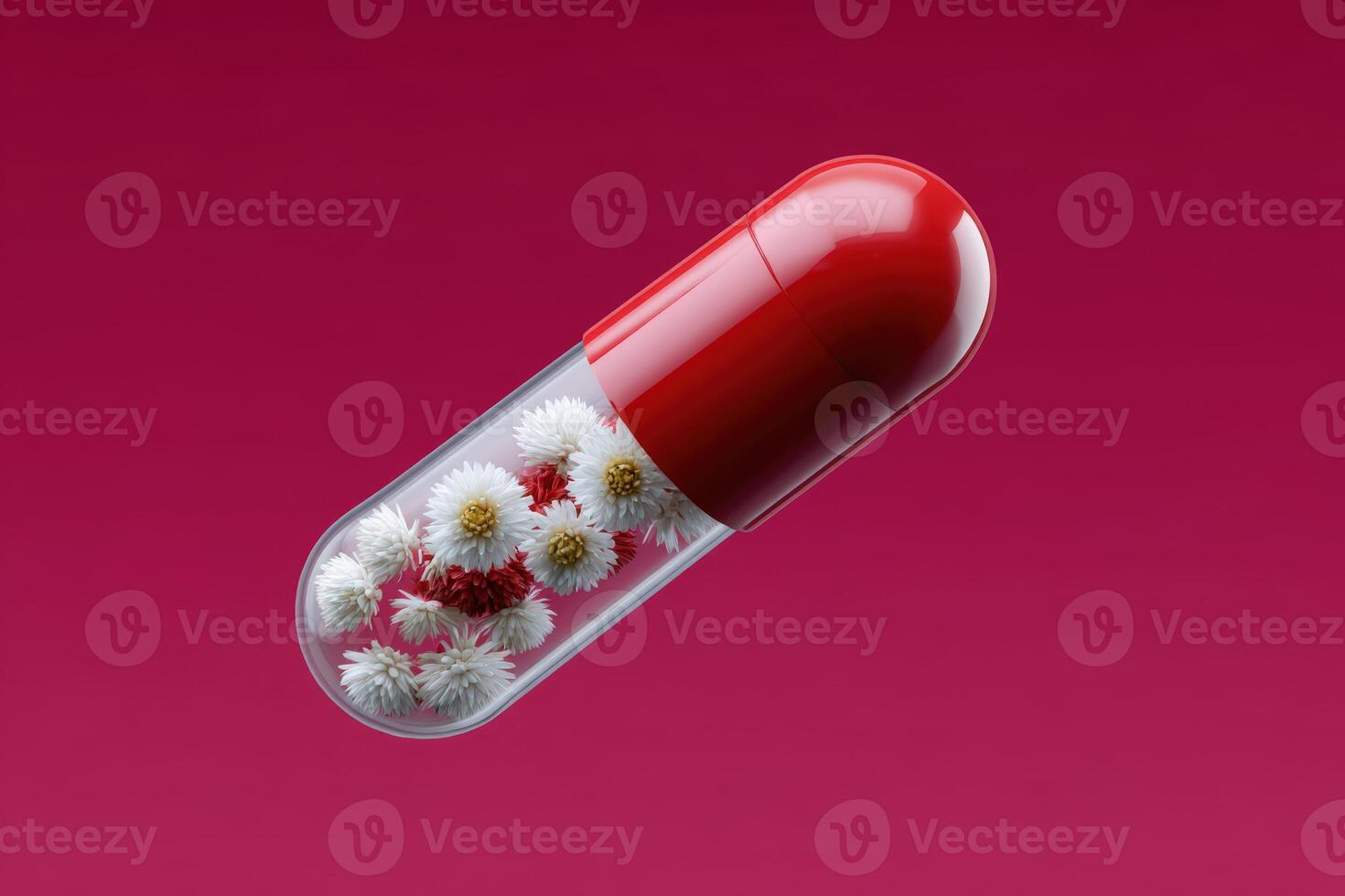 Courier delivers vivid dreams in neural capsule filled with colorful flowers photo