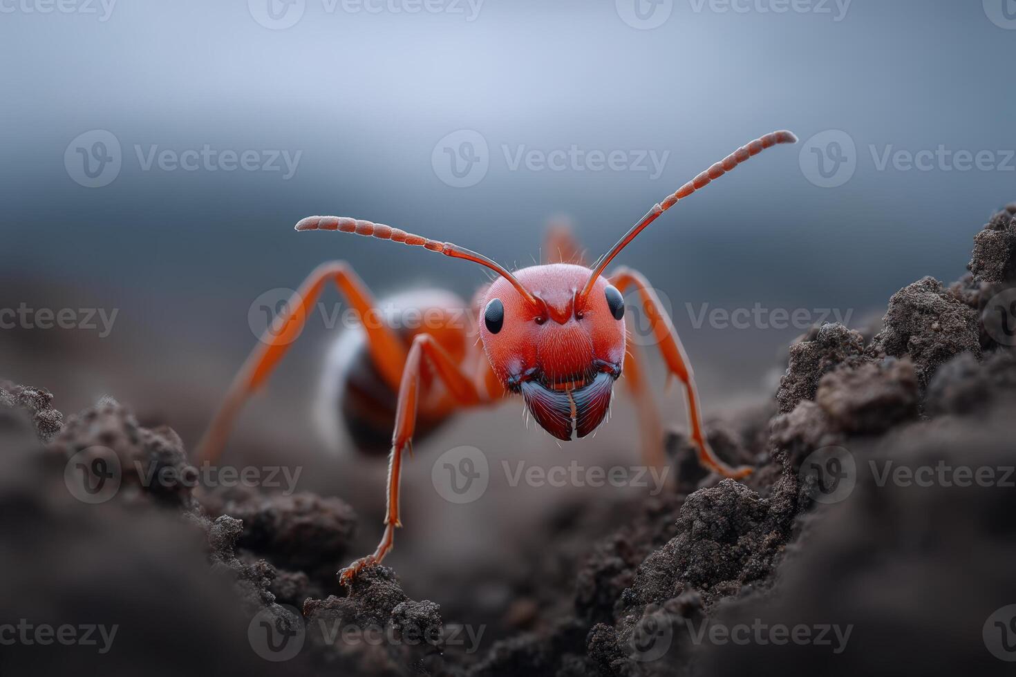 Colony of red ants showcases intricate structure and teamwork in their natural habitat photo