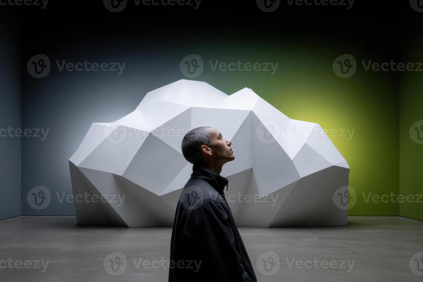 Architect creates glowing feelings with sculptural artwork in modern gallery setting photo