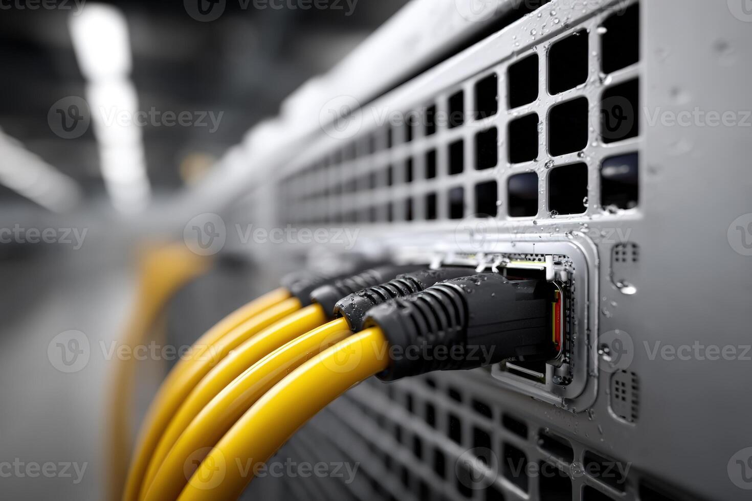 Electric connections with power cables and grilles in technology setup photo