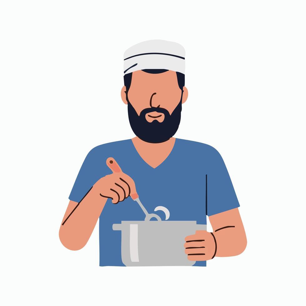 Bearded Man Cooking vector