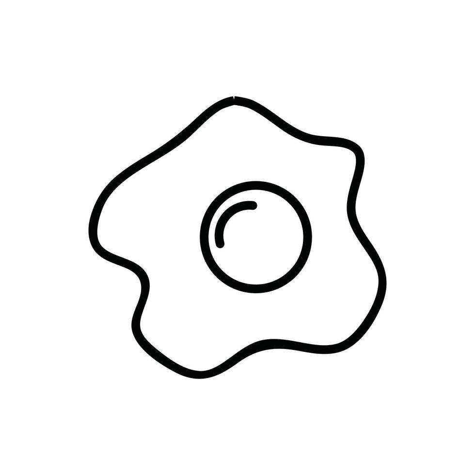 Simple outline of a fried egg, a common breakfast food and ingredient, clean line art vector