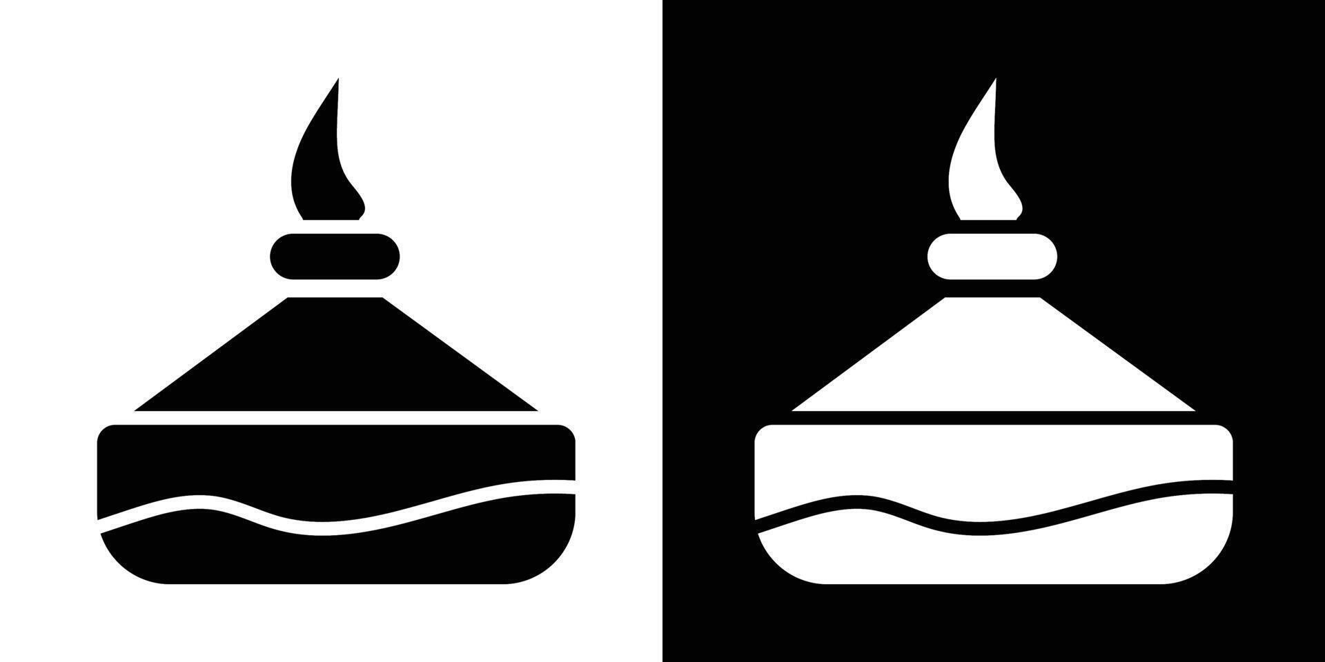 Black and white minimalist artwork featuring a symbolic flame and a lamp, portraying simplicity and elegance with balanced design elements. vector