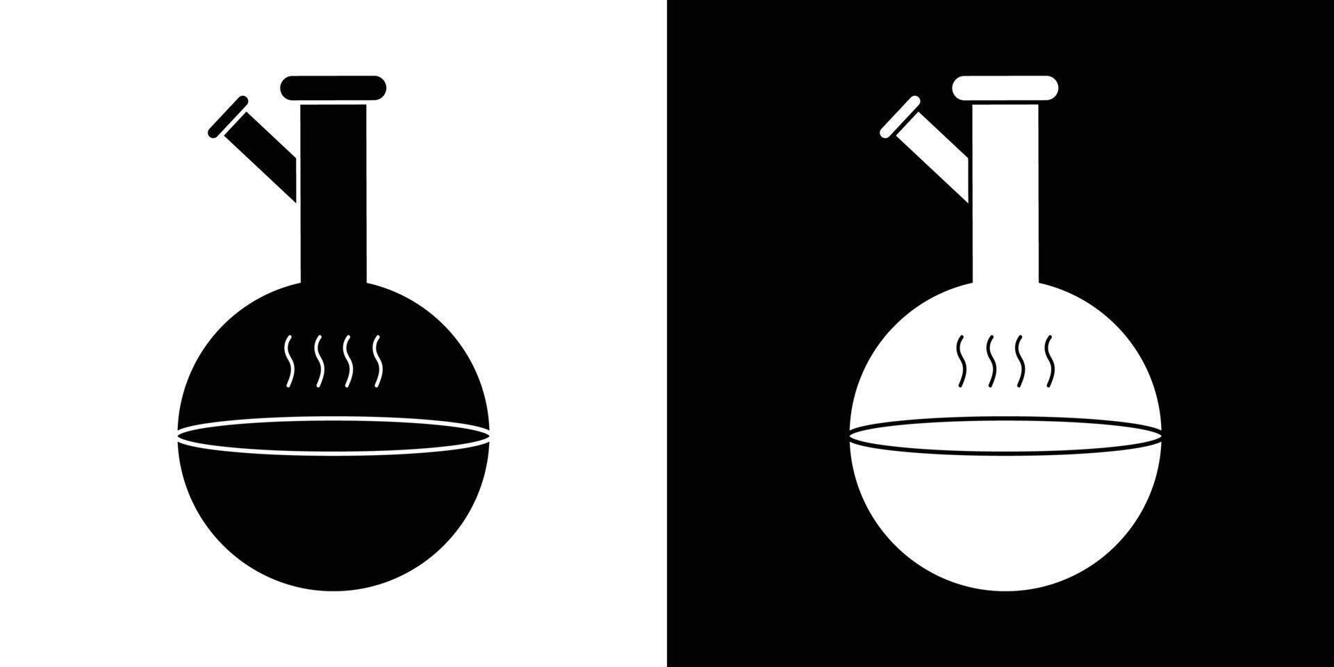 Stylized Illustration of Laboratory Glassware with Boiling Liquid and Steam. vector
