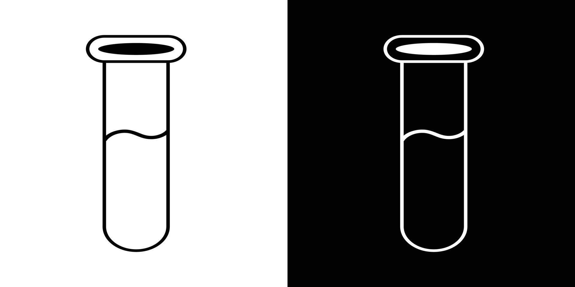 art of a test tube outline featuring metric markings, shown against contrasting black and white split background. vector