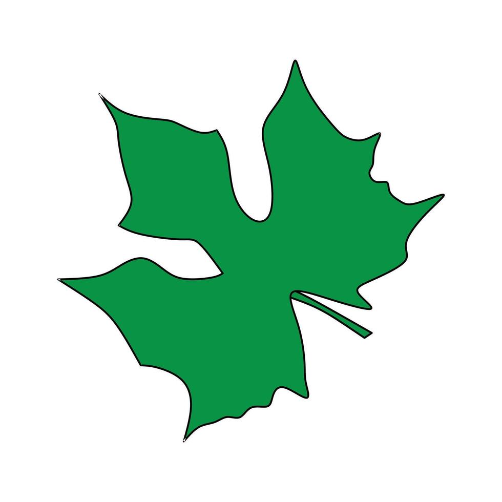 Bright and vivid green leaf illustration showcasing intricate vein details and a distinctive five-lobed pattern. vector