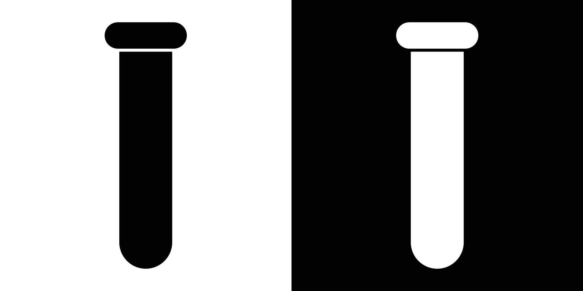 Outline Illustration of Test Tube with Measurement Markings on Black and White Background. vector