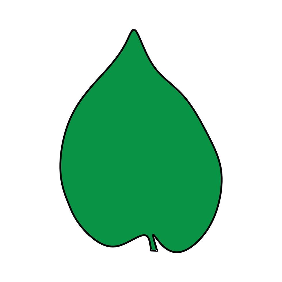 Bright Green Leaf Illustration with Defined Veins and Natural vector