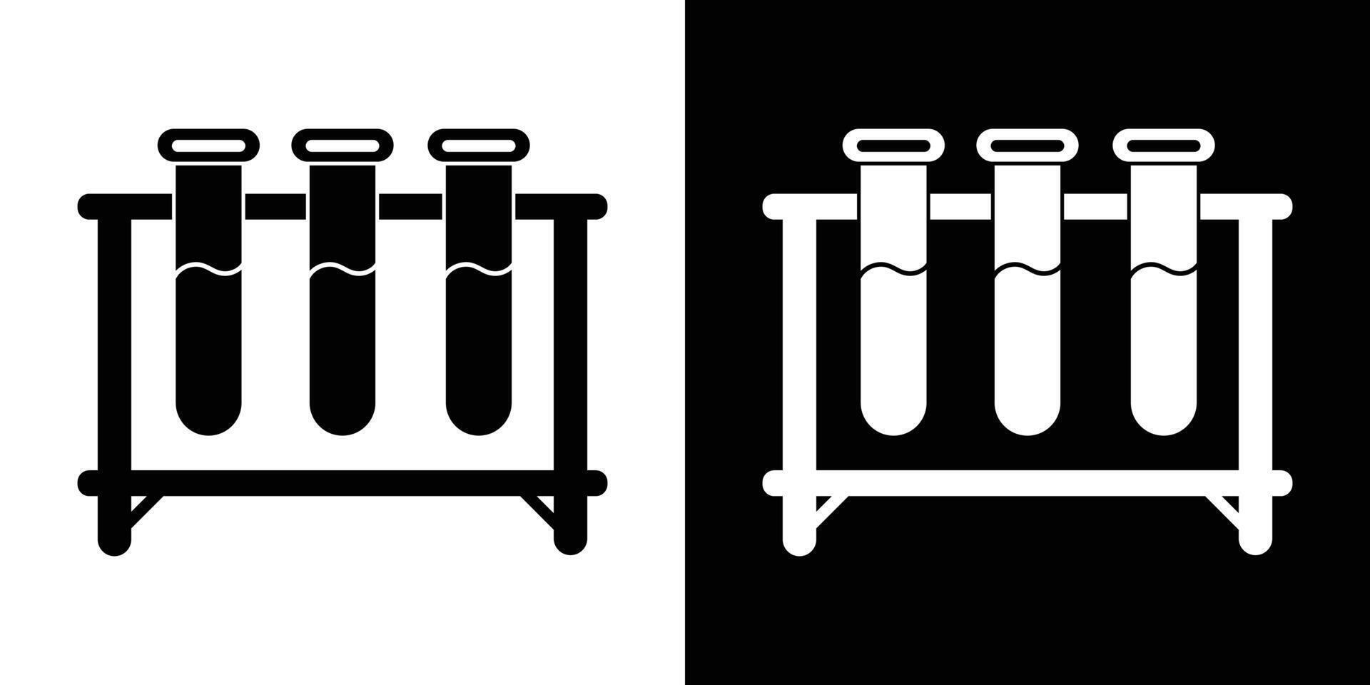 Black and White Laboratory Equipment Illustration with Test Tube Rack Design vector