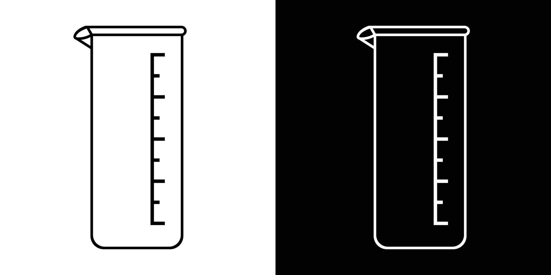 Black and White Laboratory Beaker Icon on Contrasting Background vector