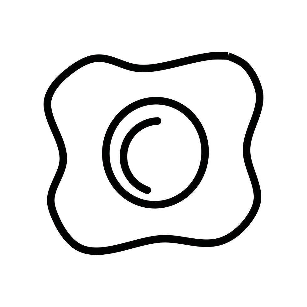 Simple outline of a fried egg, a common breakfast food and ingredient, clean line art illustration for food and culinary themes. vector