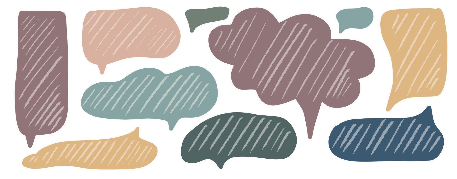 Colorful speech bubbles and crayons against a white background for creative expression vector