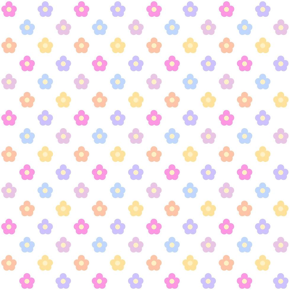 Seamless pattern with pastel flowers on white background.Surface design for textile.Decoration ornament.Repeat tile.Wrapping paper. vector