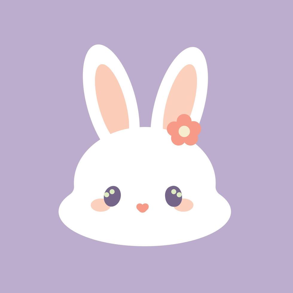 Cute Bunny Face with Flower vector