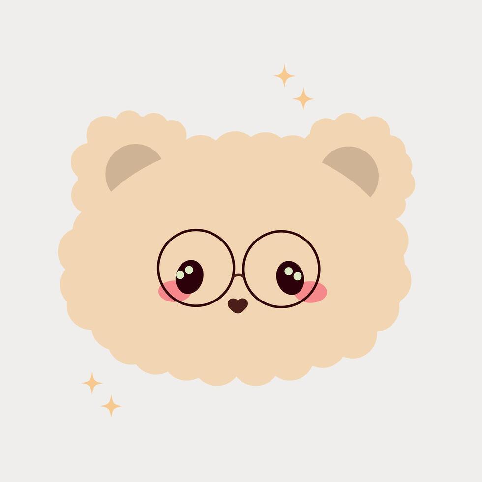 Cute Bear Face with Glasses vector