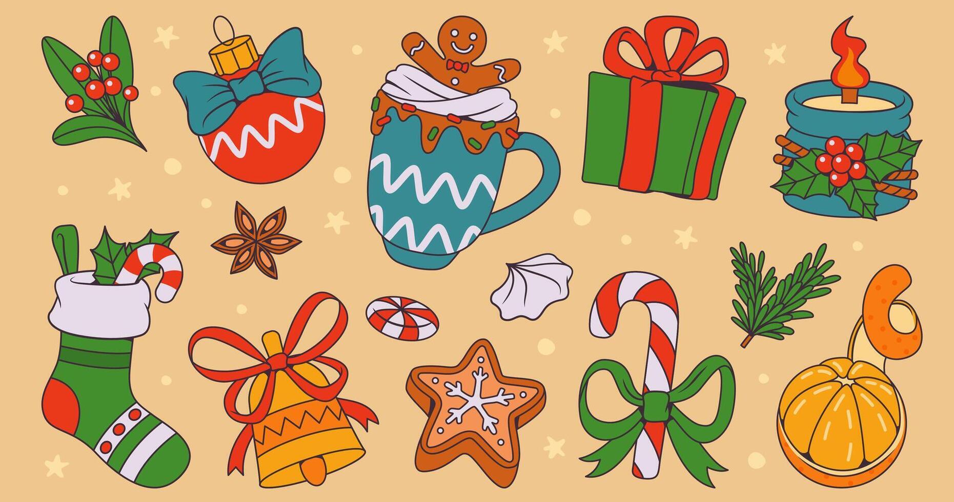 Set of Christmas and winter holiday elements vector