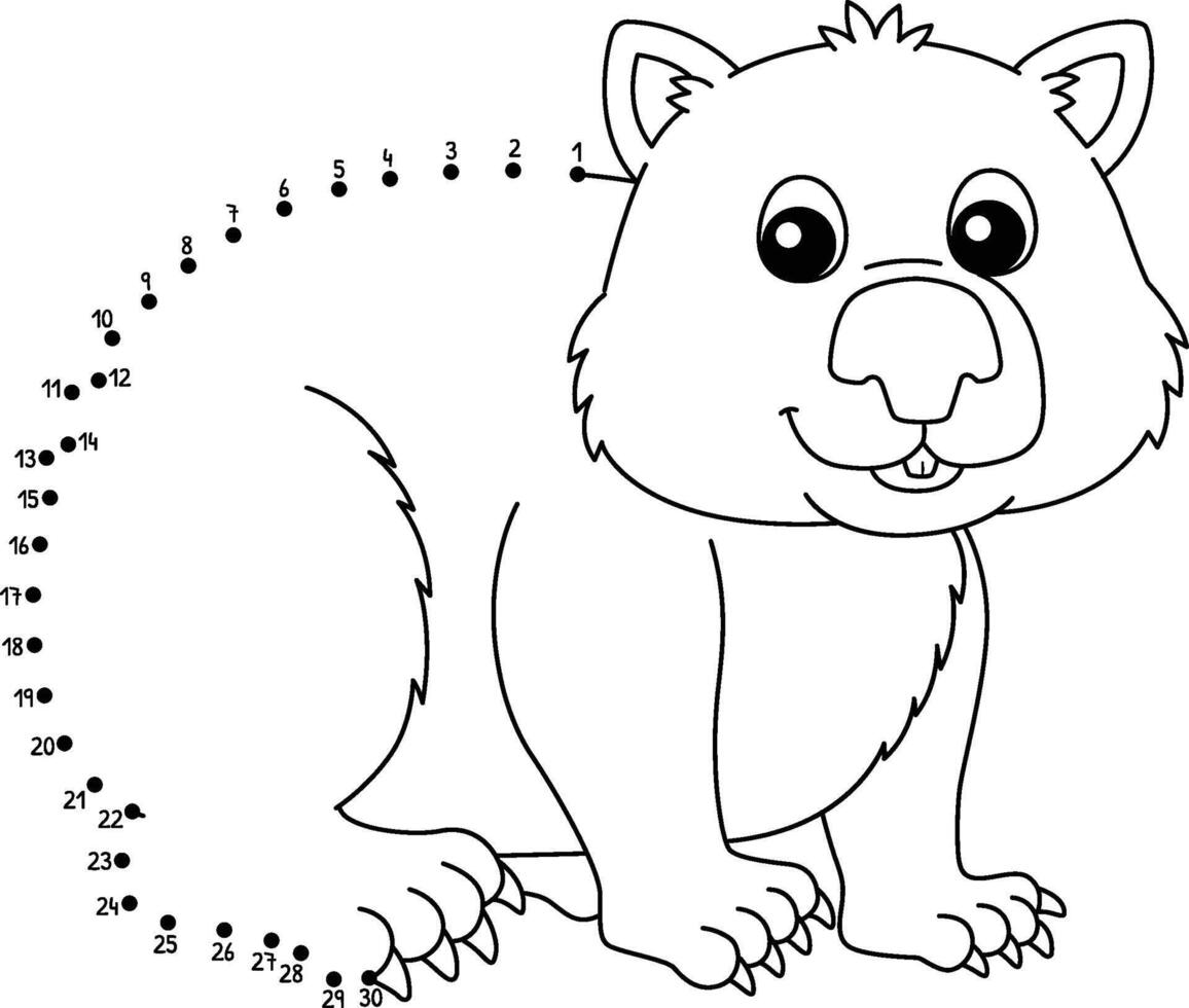 Dot to Dot Wombat Australian Animal Isolated vector