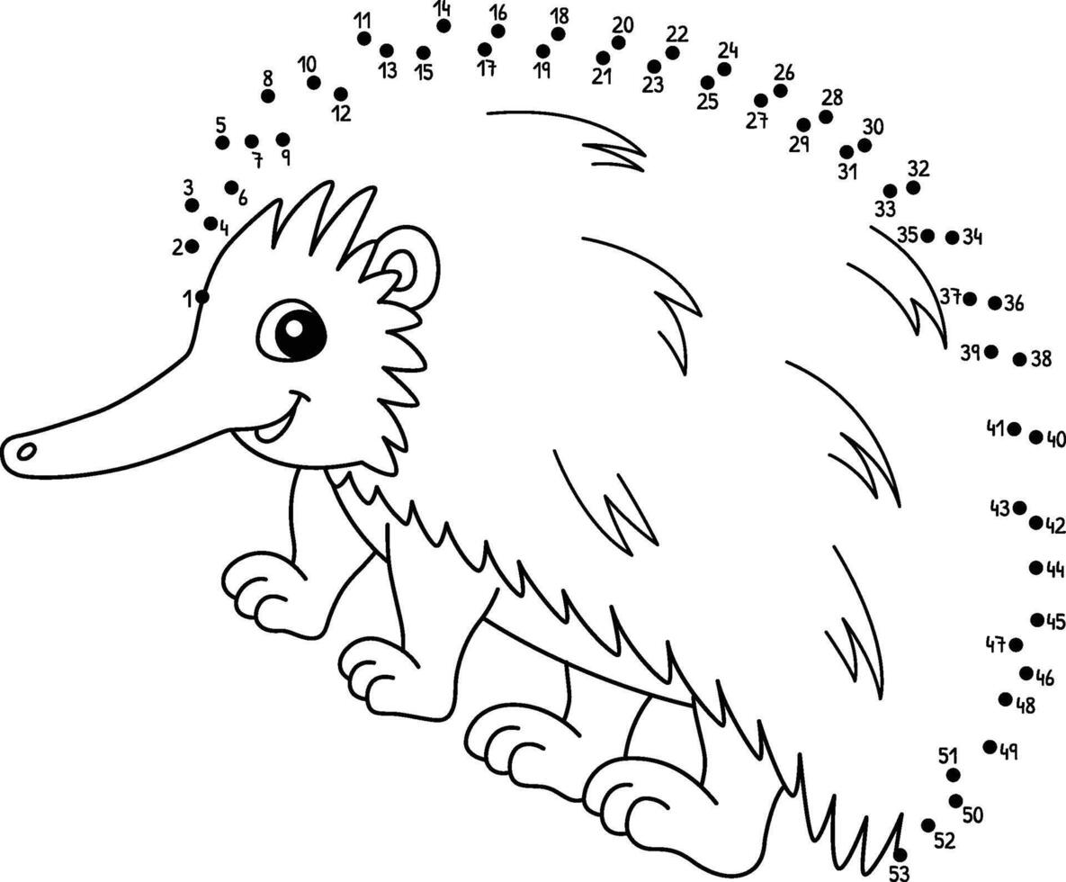 Dot to Dot Echidna Australian Animal Isolated vector
