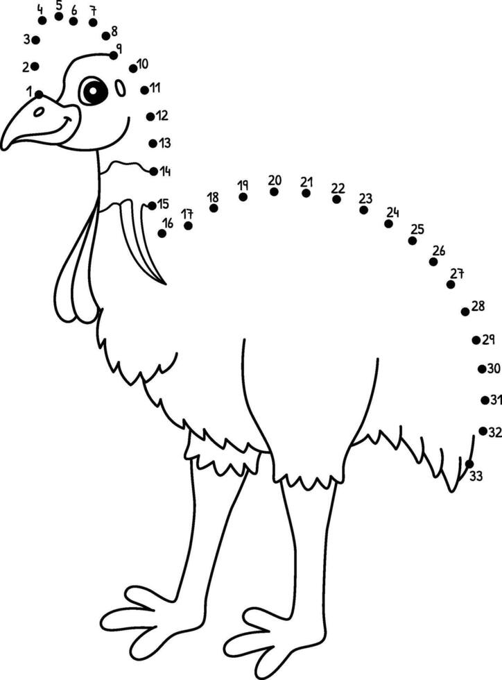Dot to Dot Cassowary Australian Animal Isolated vector