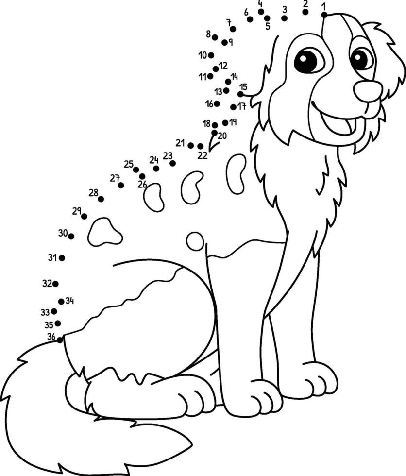 Dot to Dot Australian Shepherd Dog Animal Isolated vector