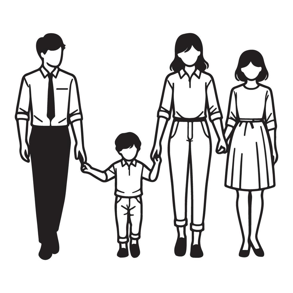 Illustration of Family Walking Together with Love and Happiness vector