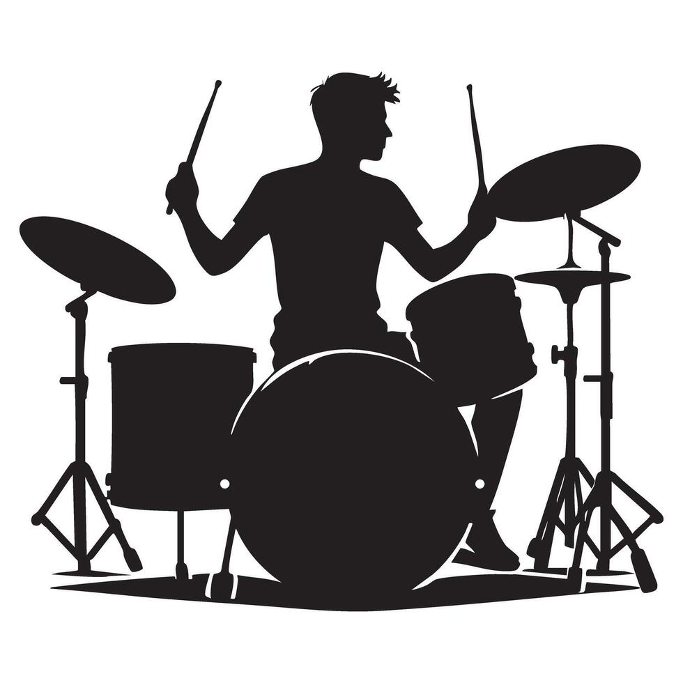 Drummer Silhouette for Music Projects and Graphic Designs vector