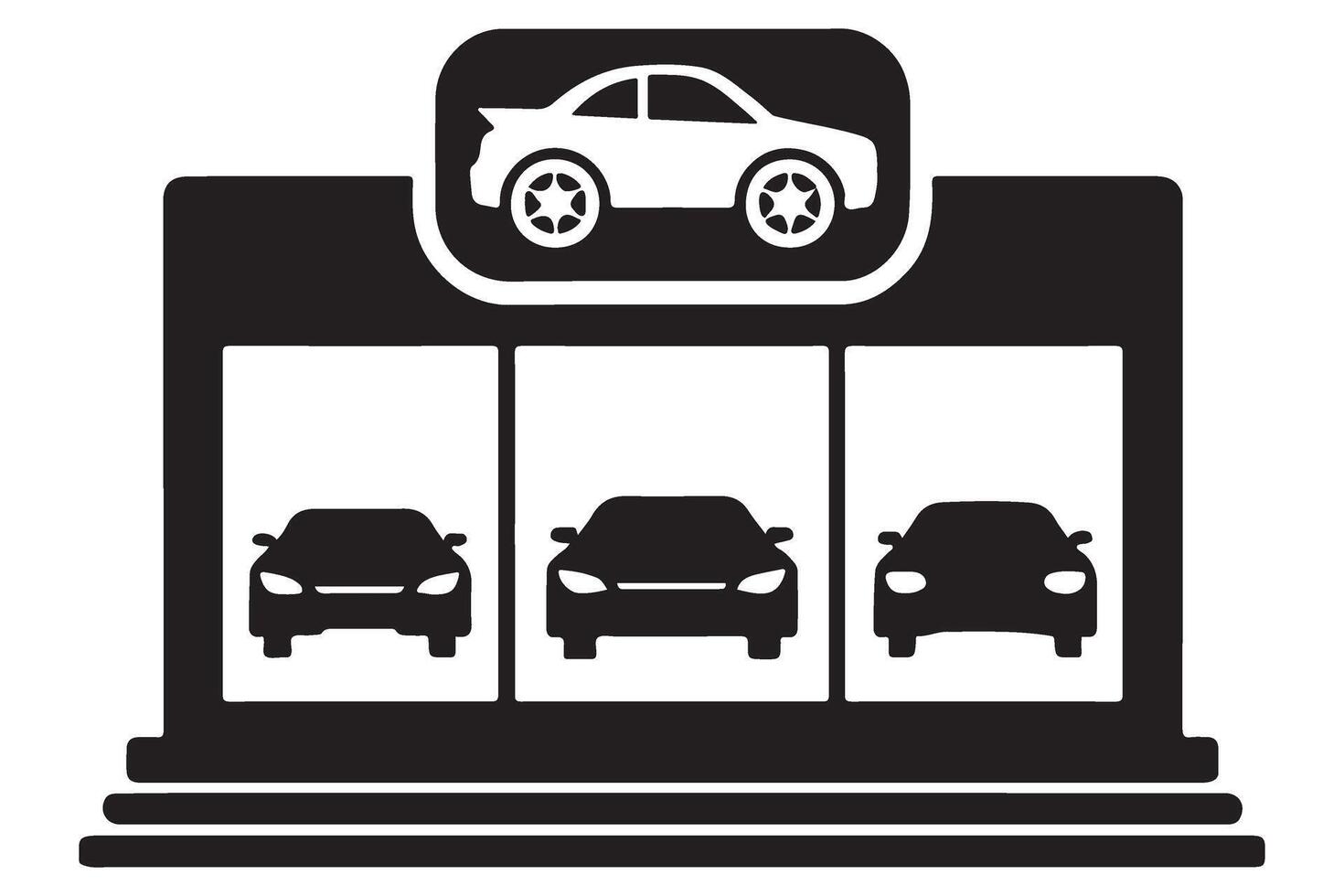 Car Dealership Silhouette Showcasing Cars for Sale vector