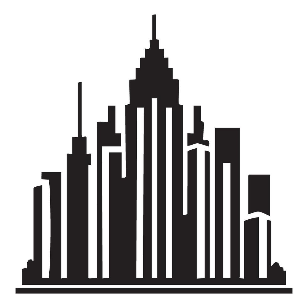 Silhouette of Urban Skyline in Black and White vector