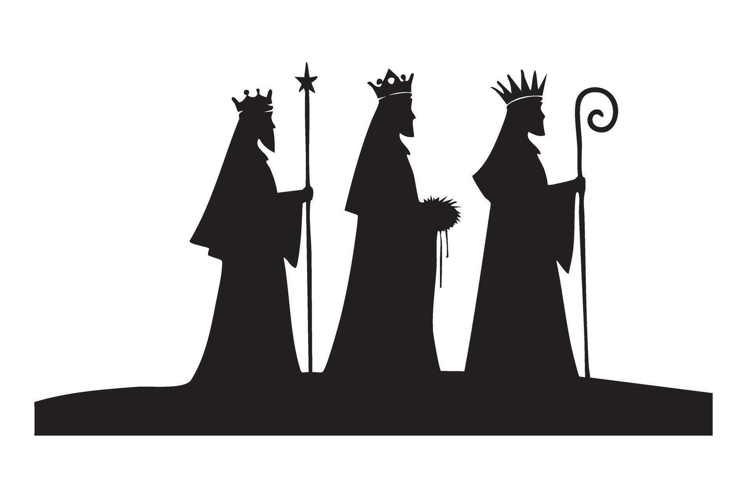 Three Wise Men Silhouette Illustration for Christmas Nativity Story vector
