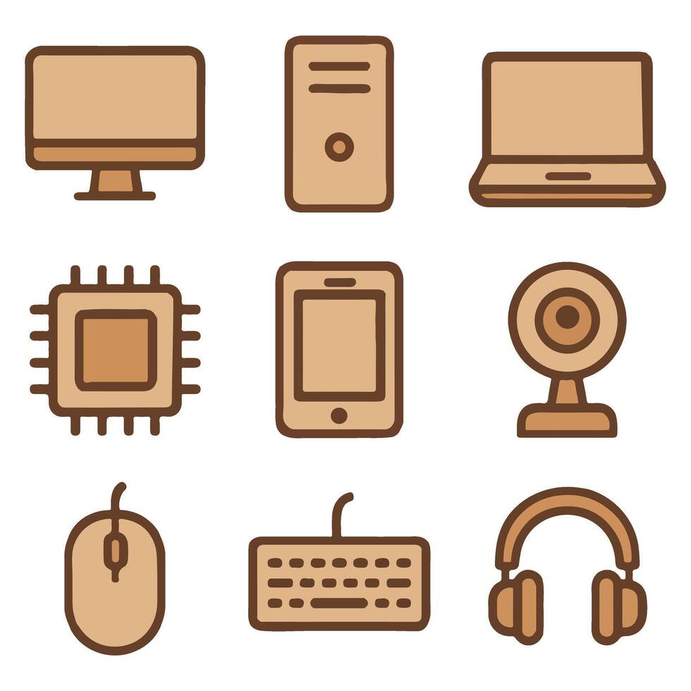Modern Computer and Gadget Icons Digital Technology Design Elements vector