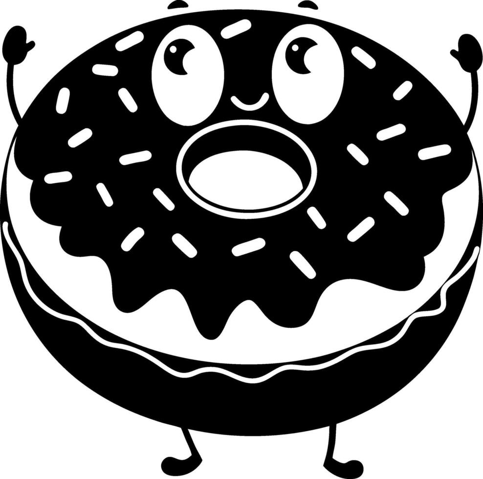 Cute cartoon donut with sprinkles and happy expression, perfect for dessert lovers vector