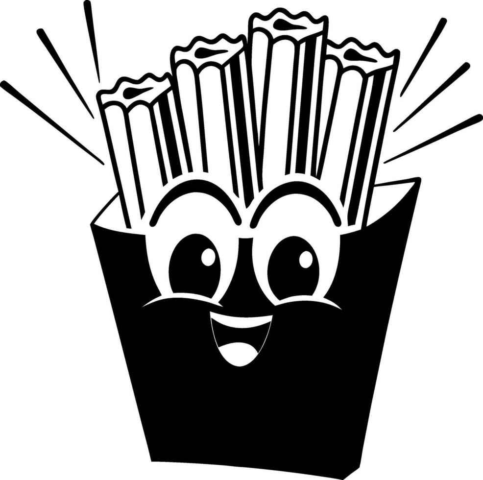 Cute cartoon character with happy expression holding churros vector