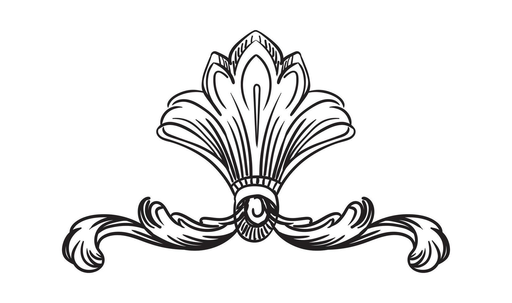 Symmetric hand drawing floral design element illustration vector