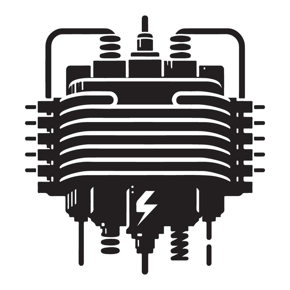 High Voltage Electrical Transformer Illustration for Power Grid Infrastructure vector