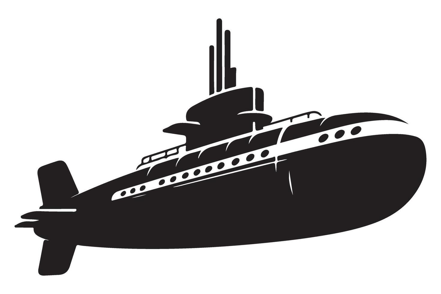 Detailed Submarine Silhouette Illustration The Ultimate Guide for Naval Enthusiasts vector