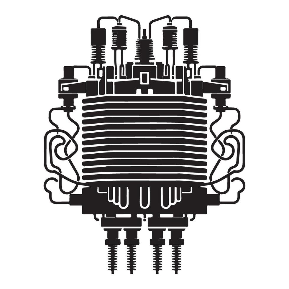 Black Abstract Transformer Electrical Power Electricity System Technology Illustration vector