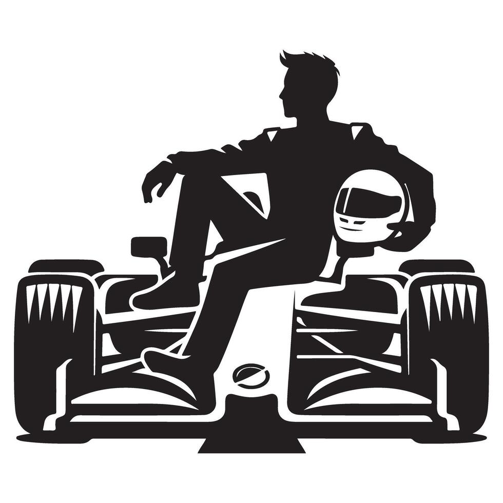 Silhouette Formula One Driver Illustration Displaying Motorsports Passion and Speed vector