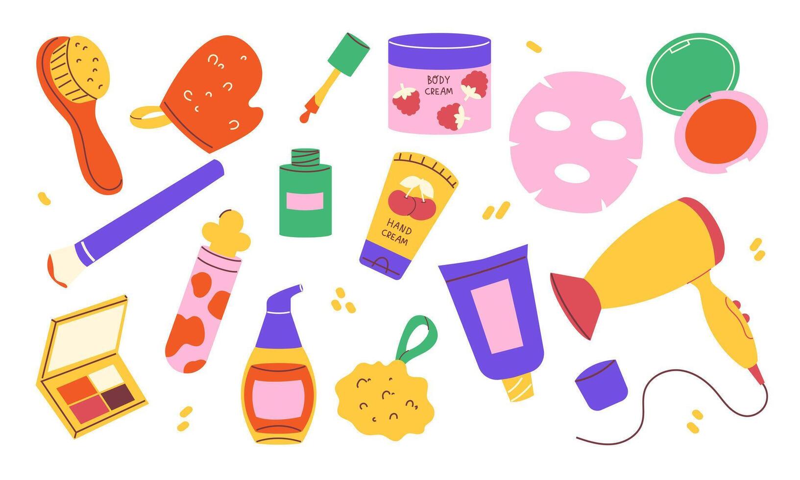 Set of cosmetic, grooming, hygienic home care products vector