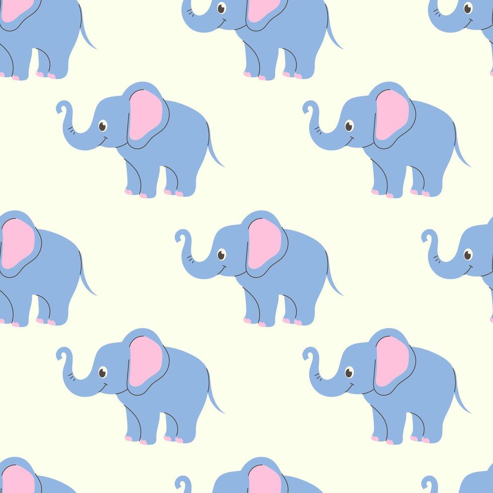 Seamless pattern with cute elephants on a light background vector