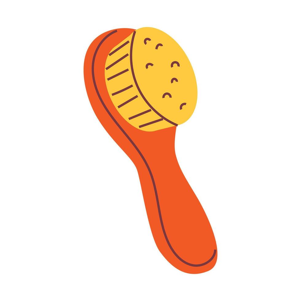 Dry massage brush, for hair hand drawn in a flat style insulated style vector