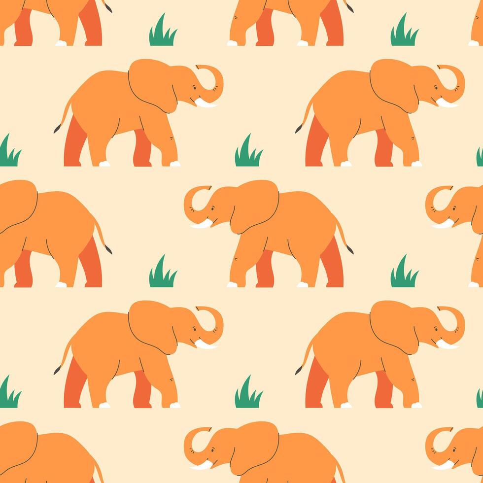 Seamless pattern with elephants in flat style vector