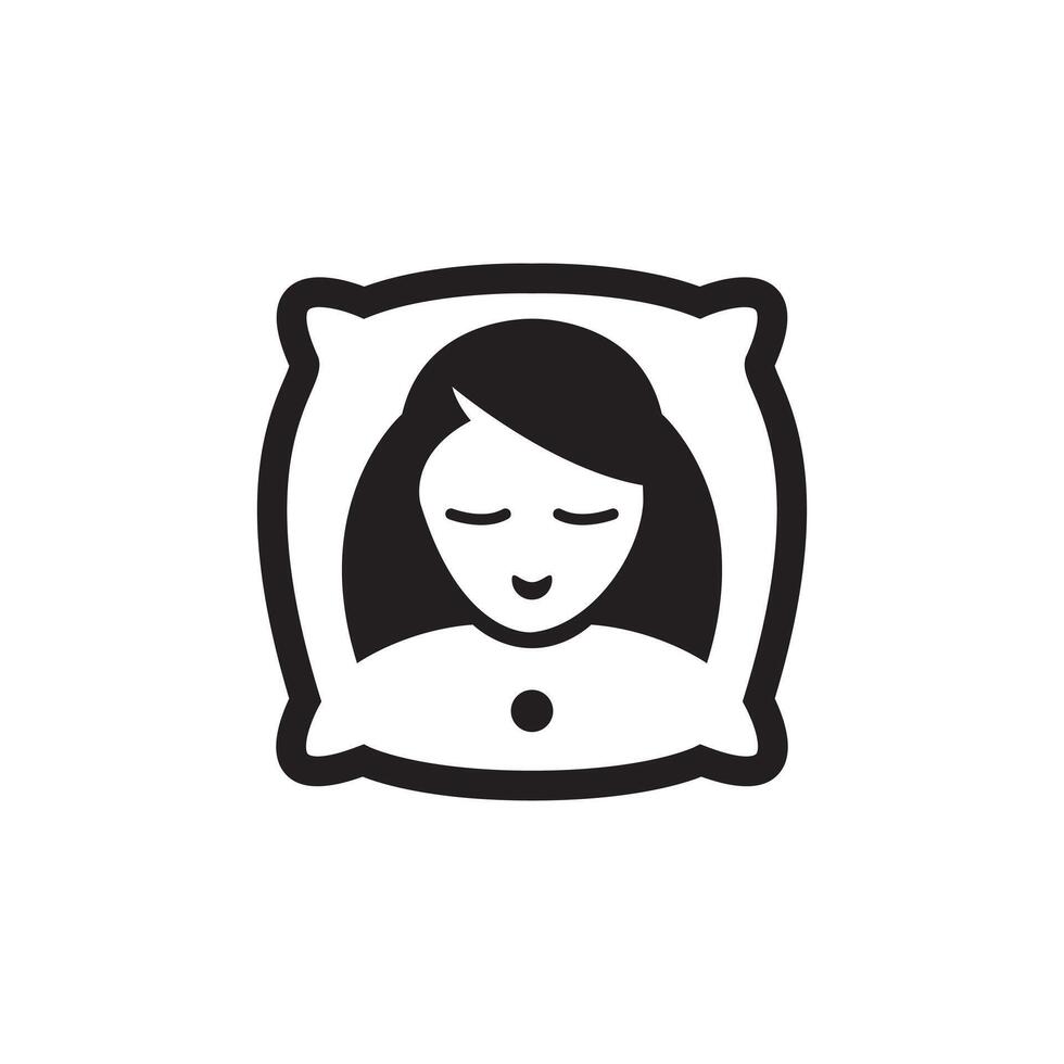 Sleeping woman on pillow silhouette design vector